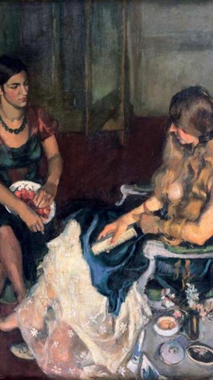 young girls painting by Amrita Sher-Gil