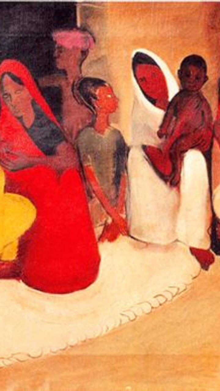 village scene by Amrita Sher-Gil